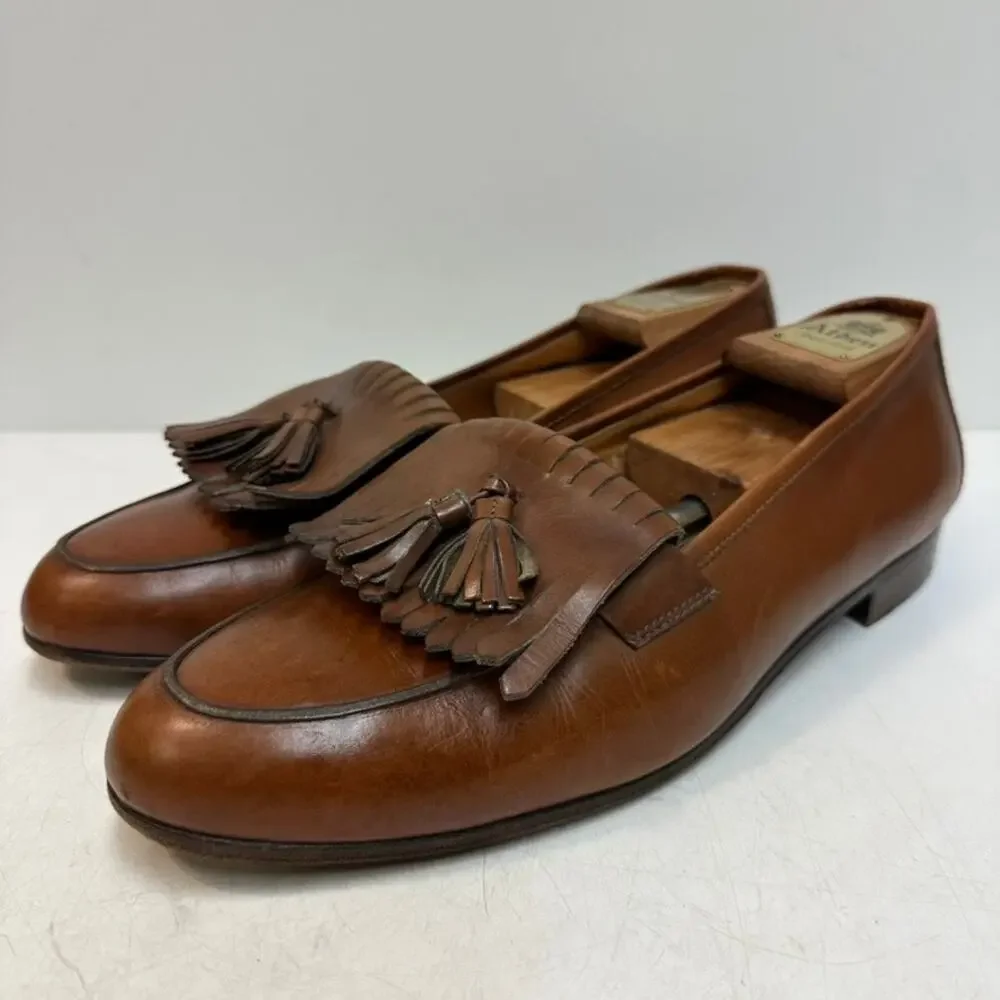VGUC Polo Ralph Lauren Tassel Loafer Kiltie Brown Calf Made in Italy US 11 D